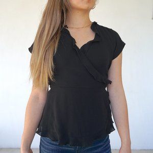 Zara TRF wrapped short-sleeved chiffon top size M.